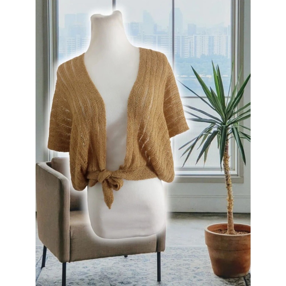fantastic‎ sweater vtg Ballerina dance wrap tie sleeveless one size beige NOS